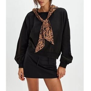 NWOT Free People Head Scarf Hoodie in Cheetah Combo